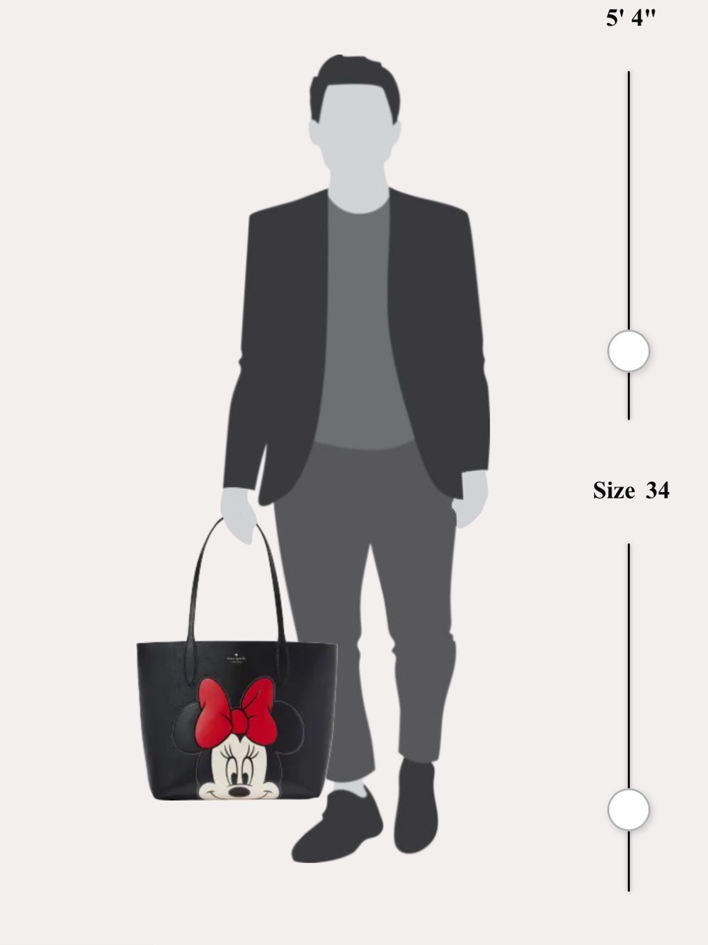 Kate Spade x Disney Minnie Mouse Tote Bag Black Red Bow Graphic + Matching Pouch - Picture 17 of 17
